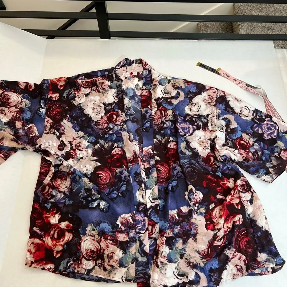 NWOT Laurie Felt Open Front Printed Kimono | Size 1X